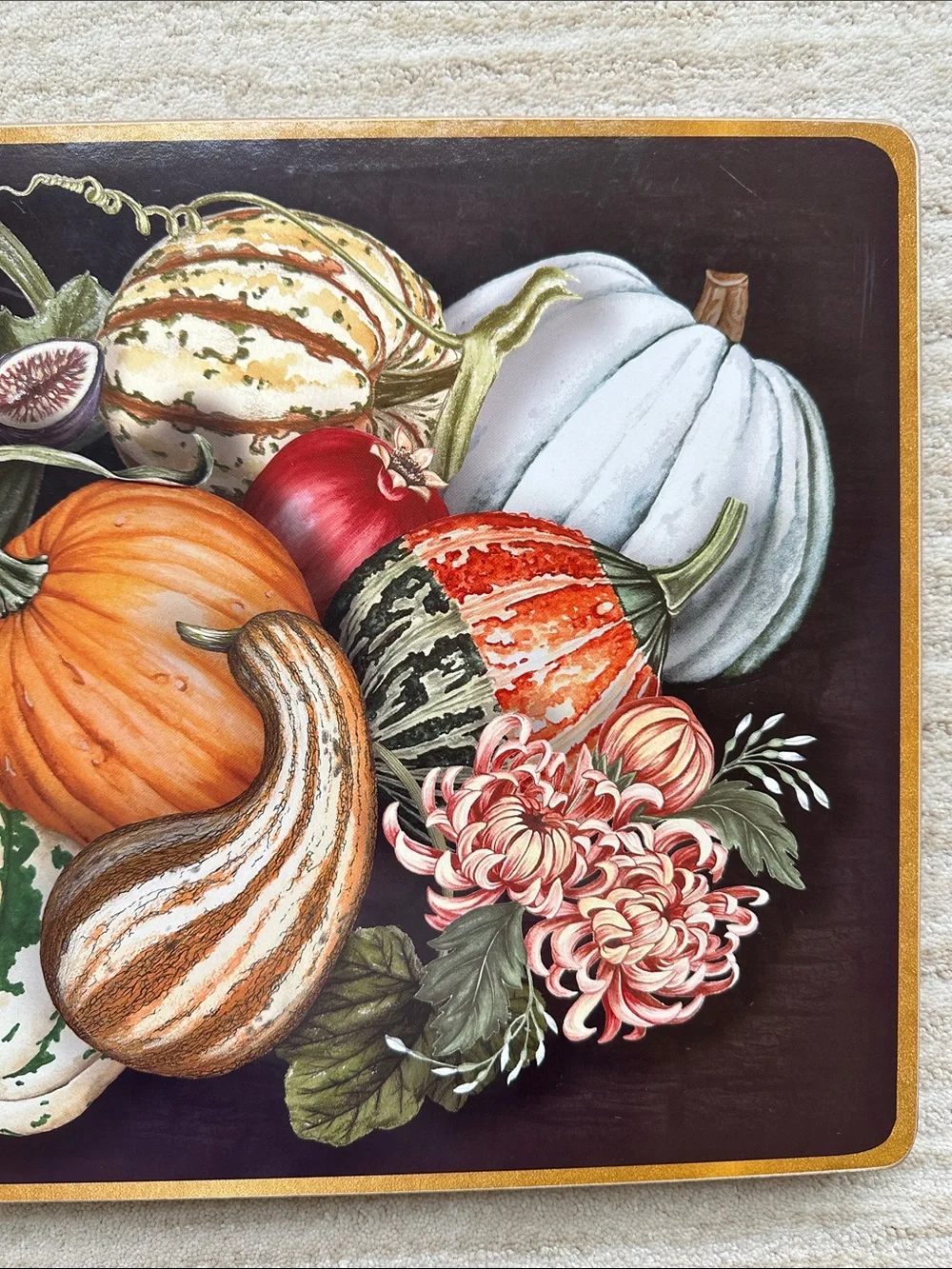 Set of 4 Williams Sonoma Harvest Pumpkin Cork-Backed Placemats